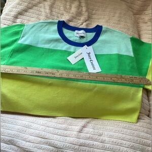 Juicy Couture cropped color block sweater blue green colorway new with tags